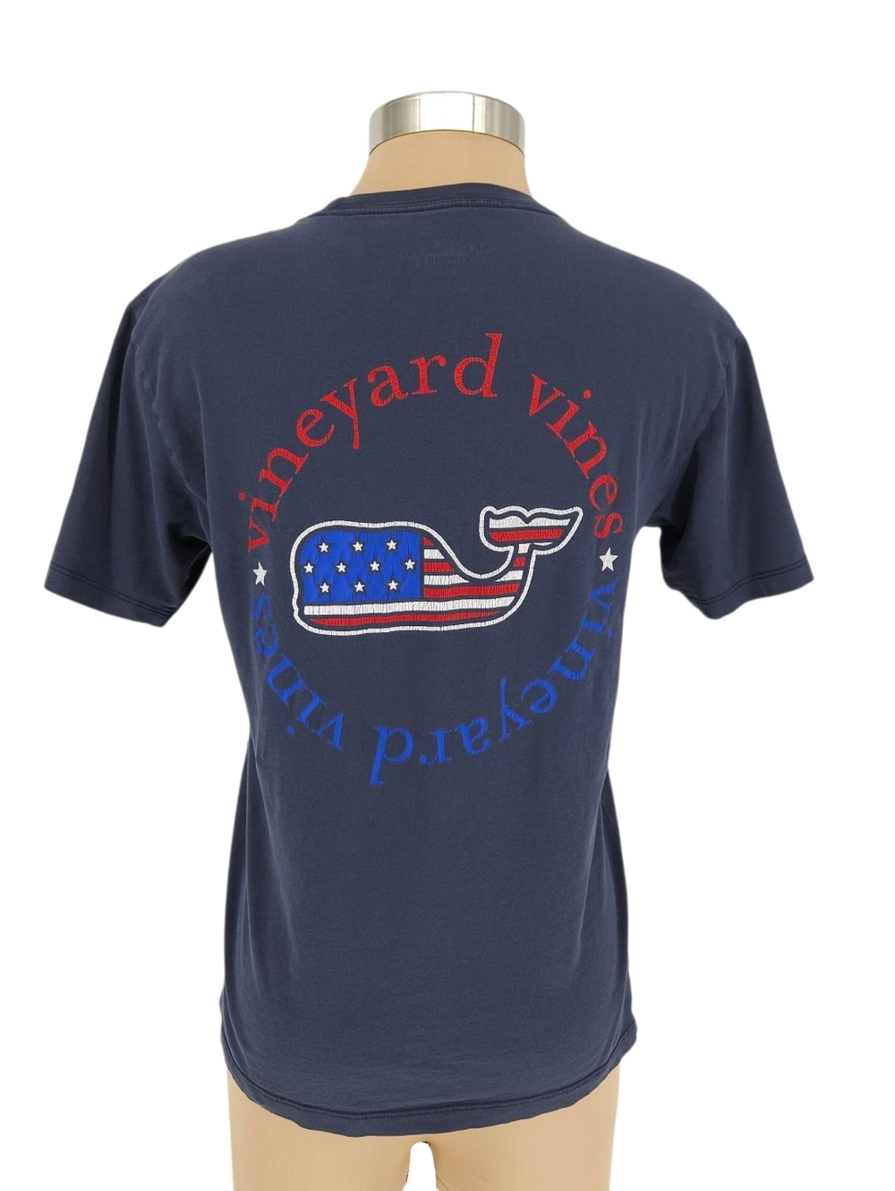Vineyard Vines Patriotic USA Tee Shirt Blue Short Sleeve Vintage Print Logo XS
